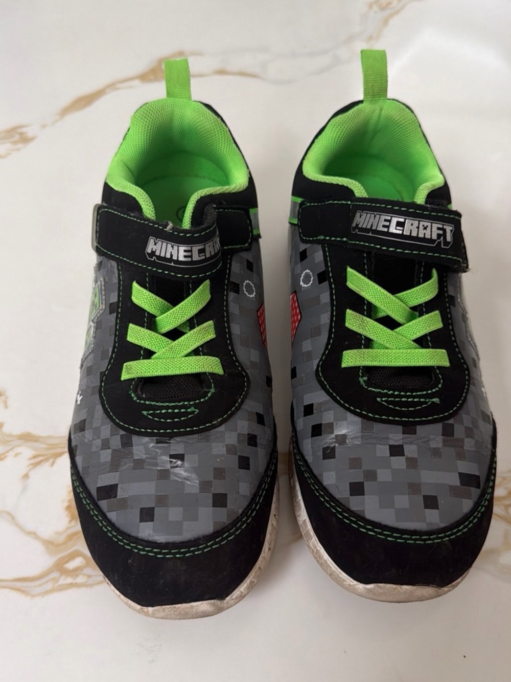 Minecraft Kids Black & Neon Green Pixel Sneakers